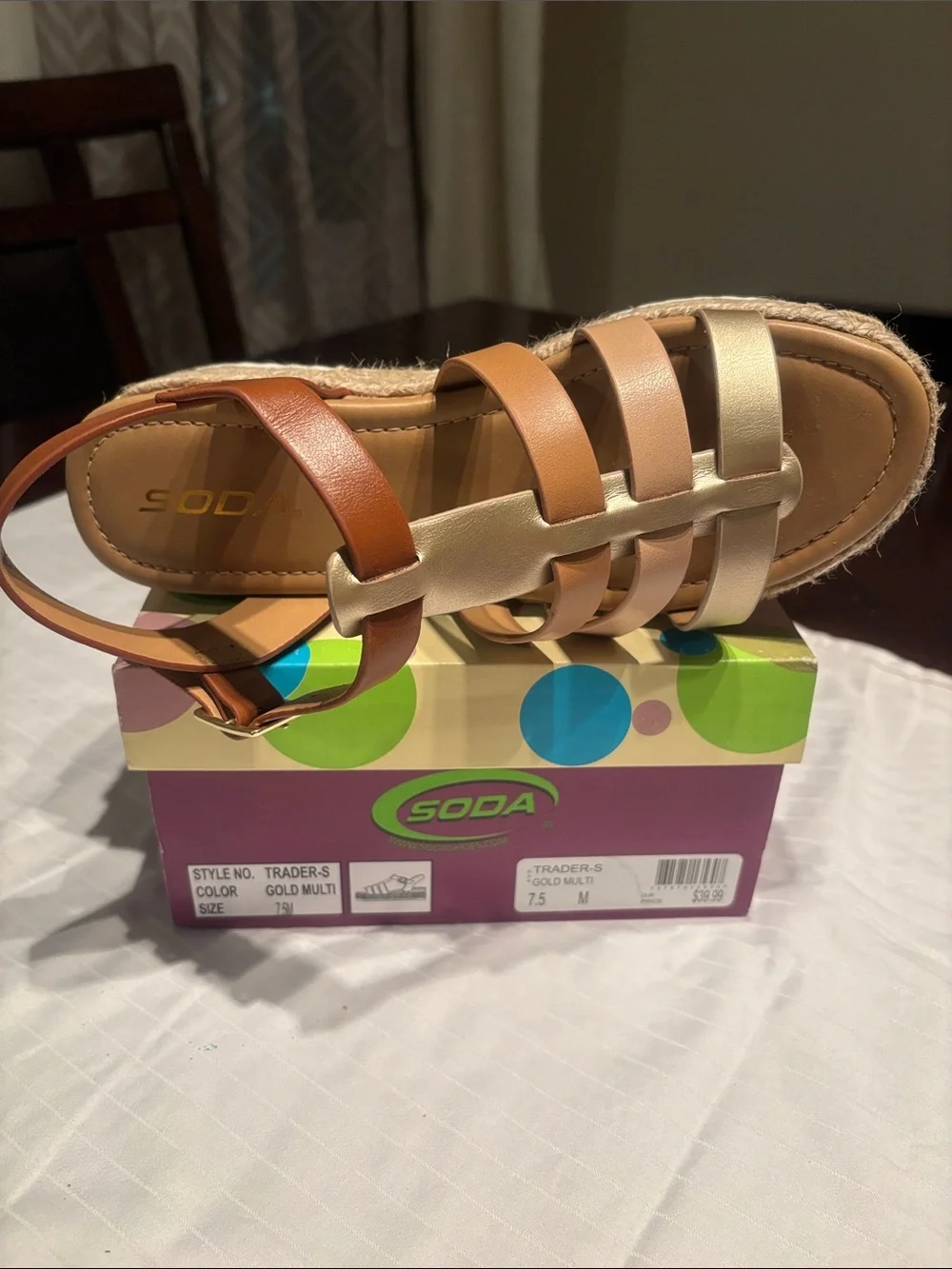 Soda Women’s Gold Multi Platform Espadrille Sandal